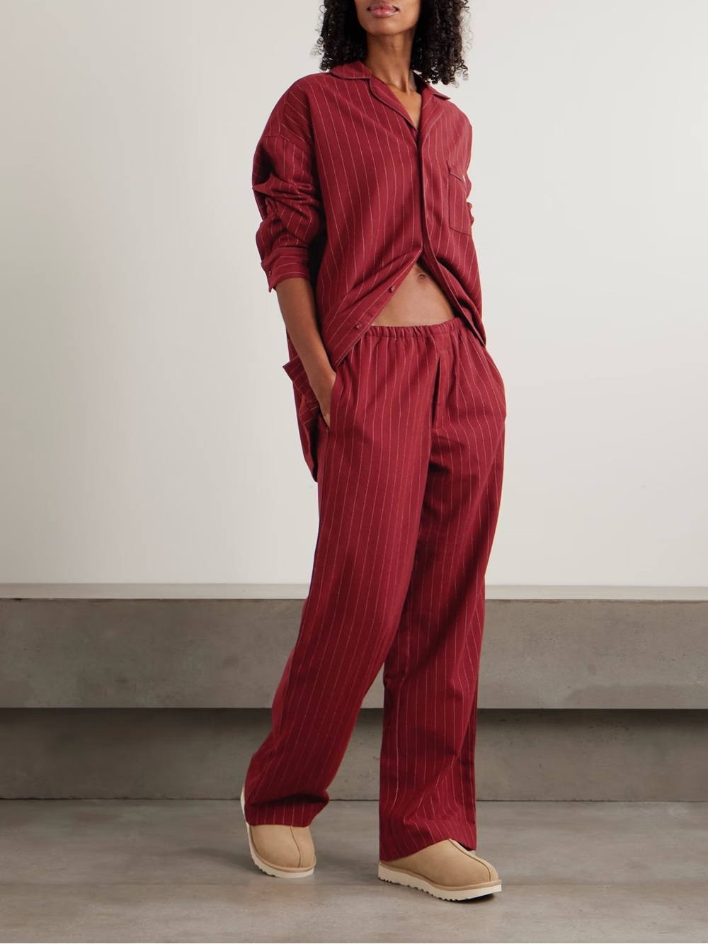 SKIMS Flannel Sleep Set - Merlot Stripe